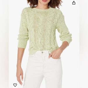 Vince Cable Knit Fisherman Textured Sweater In Green Size S